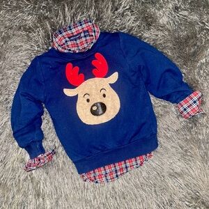 Janie & Jack Plaid Button Down 
reindeer sweater included